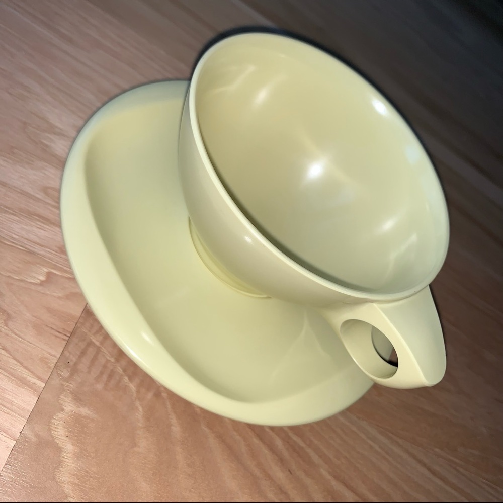 Vintage BOONTONWARE Yellow Melamine Cup & Saucer